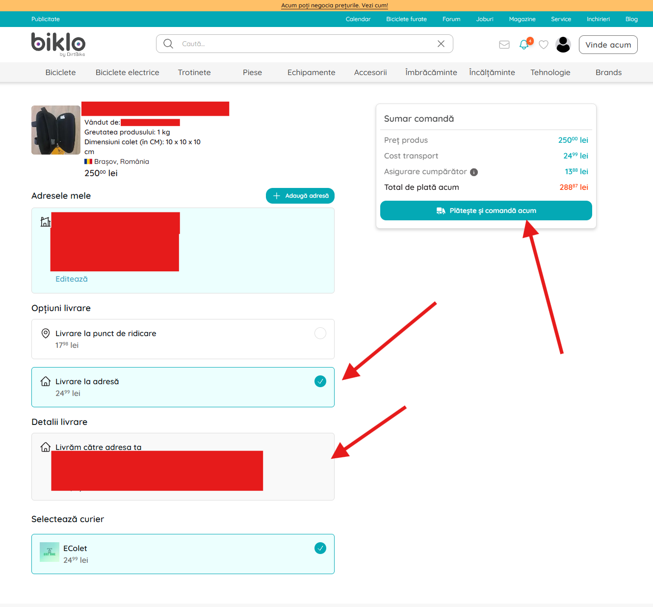Επιλογή της μεθόδου παράδοσης Biklo